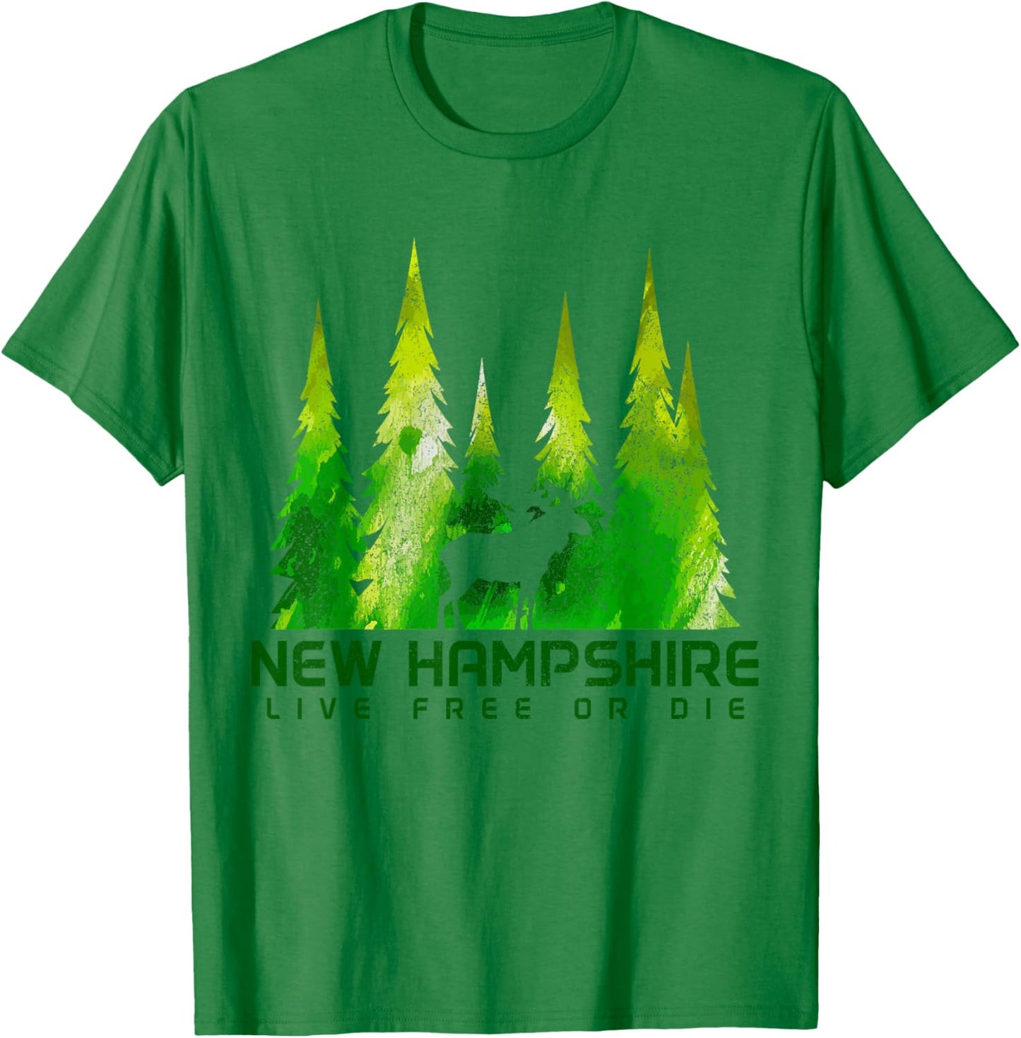 New Hampshire Live Free Or Die Moose Nature Lover Green T-Shirt - T-Shirt | Irish Green