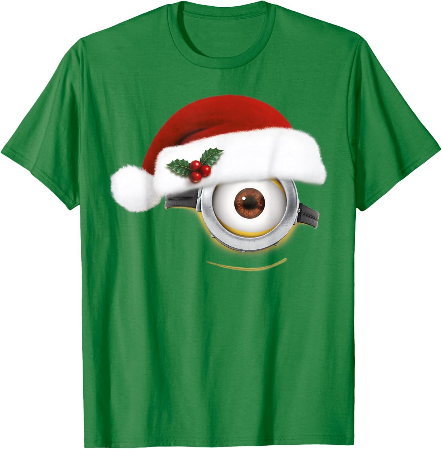 Despicable Me Minions Christmas Santa Hat Big Face T-Shirt - T-Shirt | Irish Green