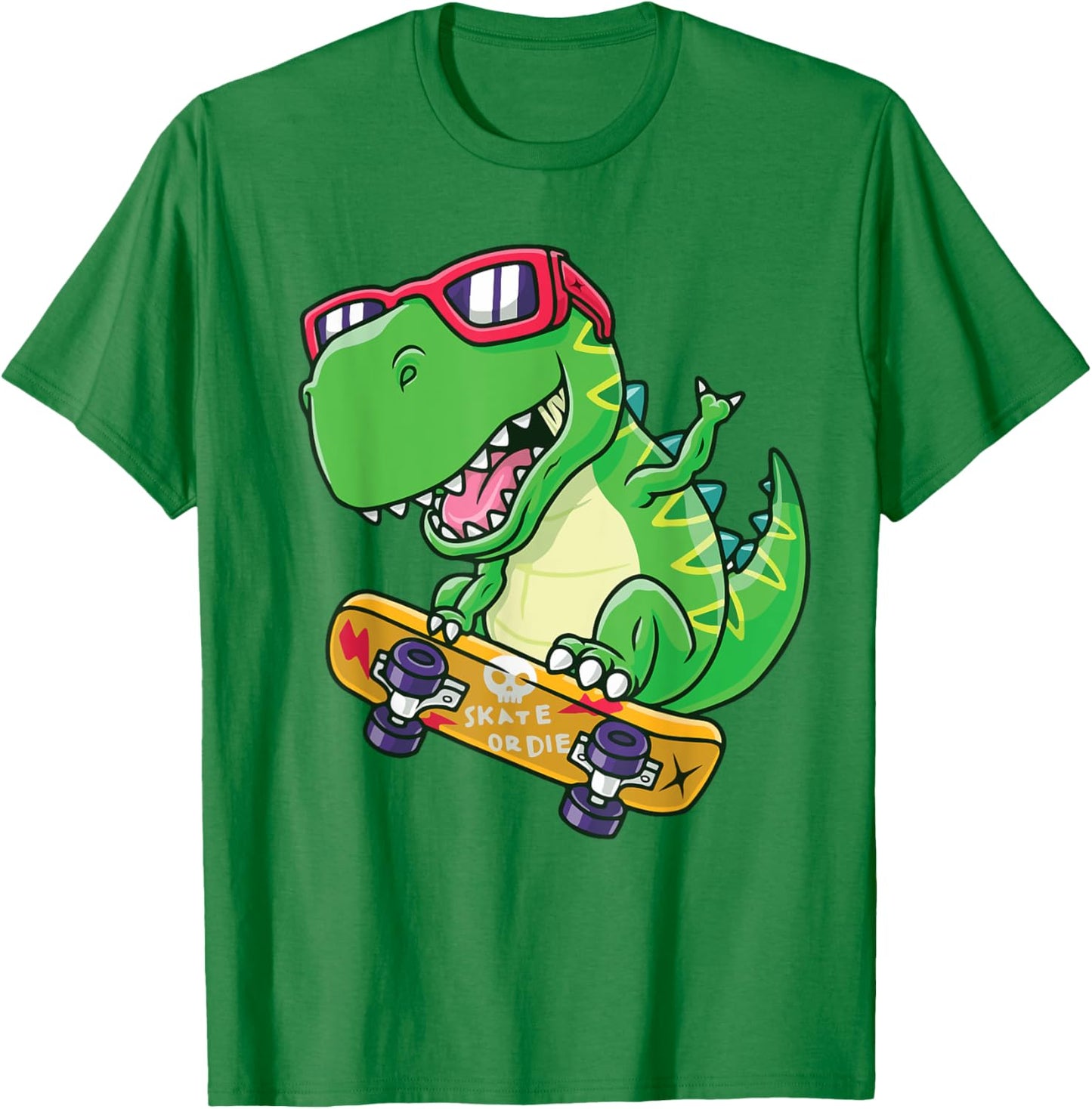 Funny Dino Skateboard Shirt Skater Dinosaur Teen Boy Toddler T-Shirt - T-Shirt | Irish Green