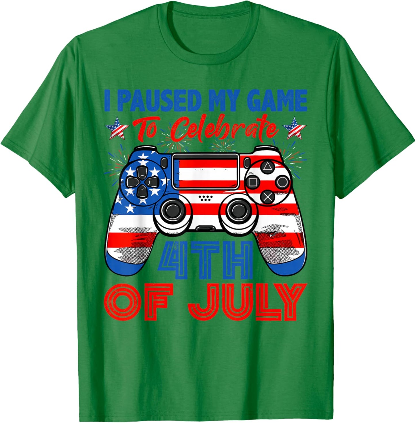 I Paused My Game To Celebrate 4th Of July USA Flag Boys Kids T-Shirt - T-Shirt | Irish Green