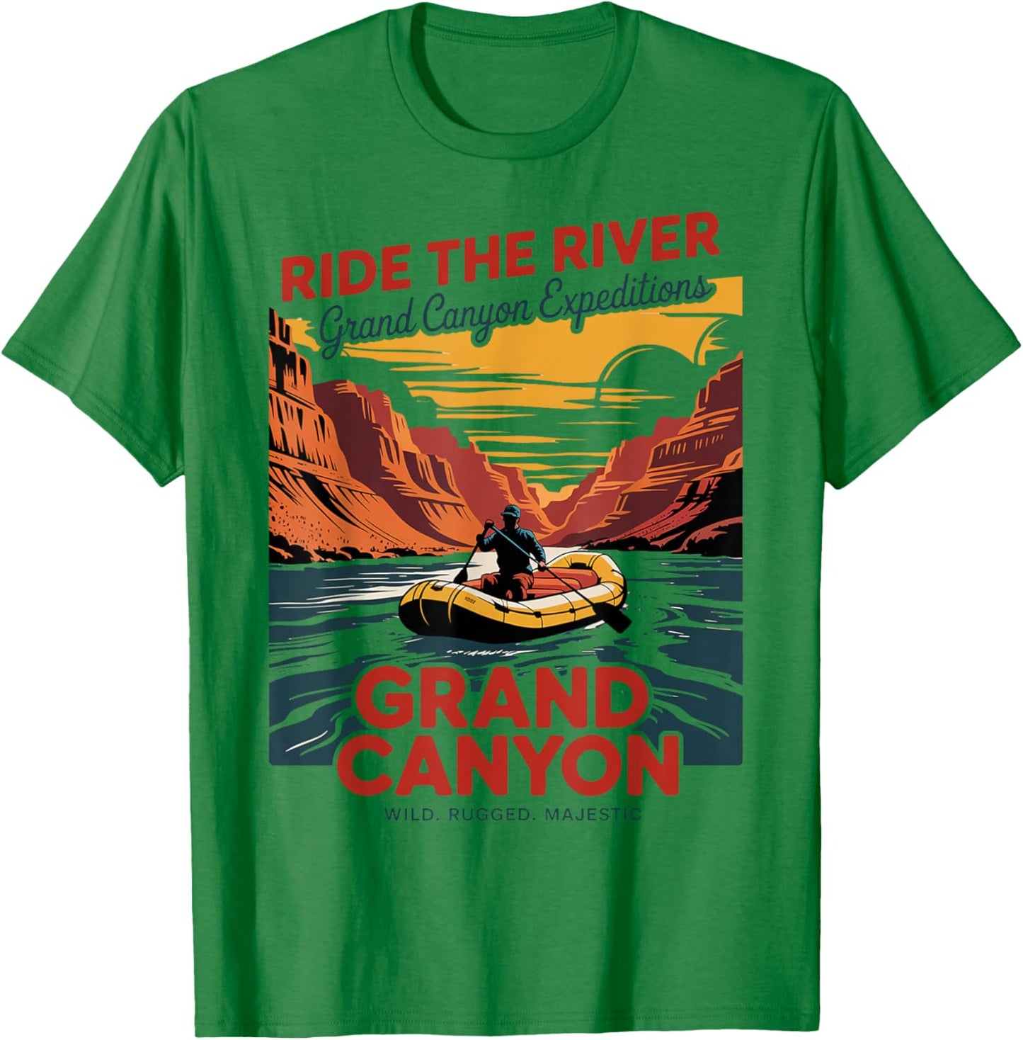 Grand Canyon Colorado River Rafting Vintage T-Shirt - T-Shirt | Irish Green