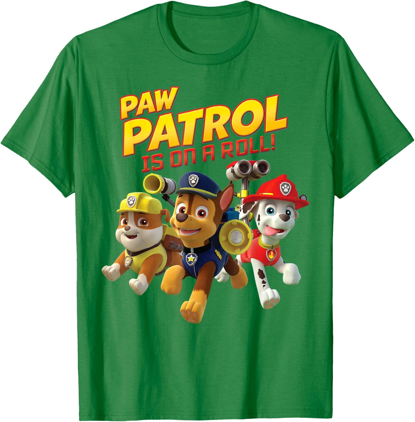 PAW Patrol Is On A Roll Pup Group Leap T-Shirt - T-Shirt | Irish Green