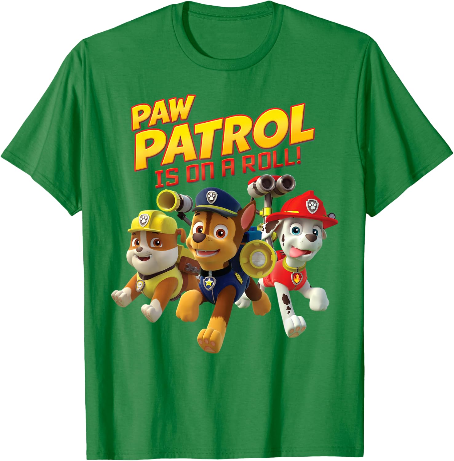 PAW Patrol Is On A Roll Pup Group Leap T-Shirt - T-Shirt | Irish Green