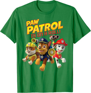 PAW Patrol Is On A Roll Pup Group Leap T-Shirt - T-Shirt | Irish Green
