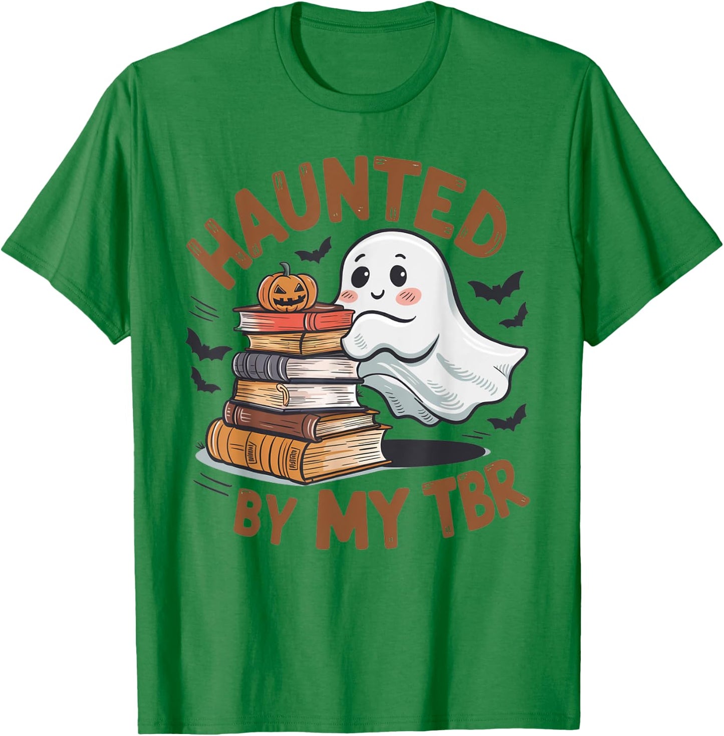 Haunted By My TBR Cute Ghost Book Reading Teacher Halloween T-Shirt - T-Shirt | Irish Green