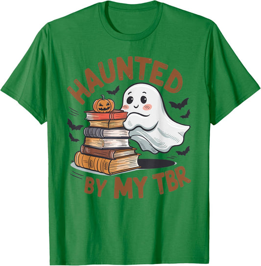 Haunted By My TBR Cute Ghost Book Reading Teacher Halloween T-Shirt - T-Shirt | Irish Green