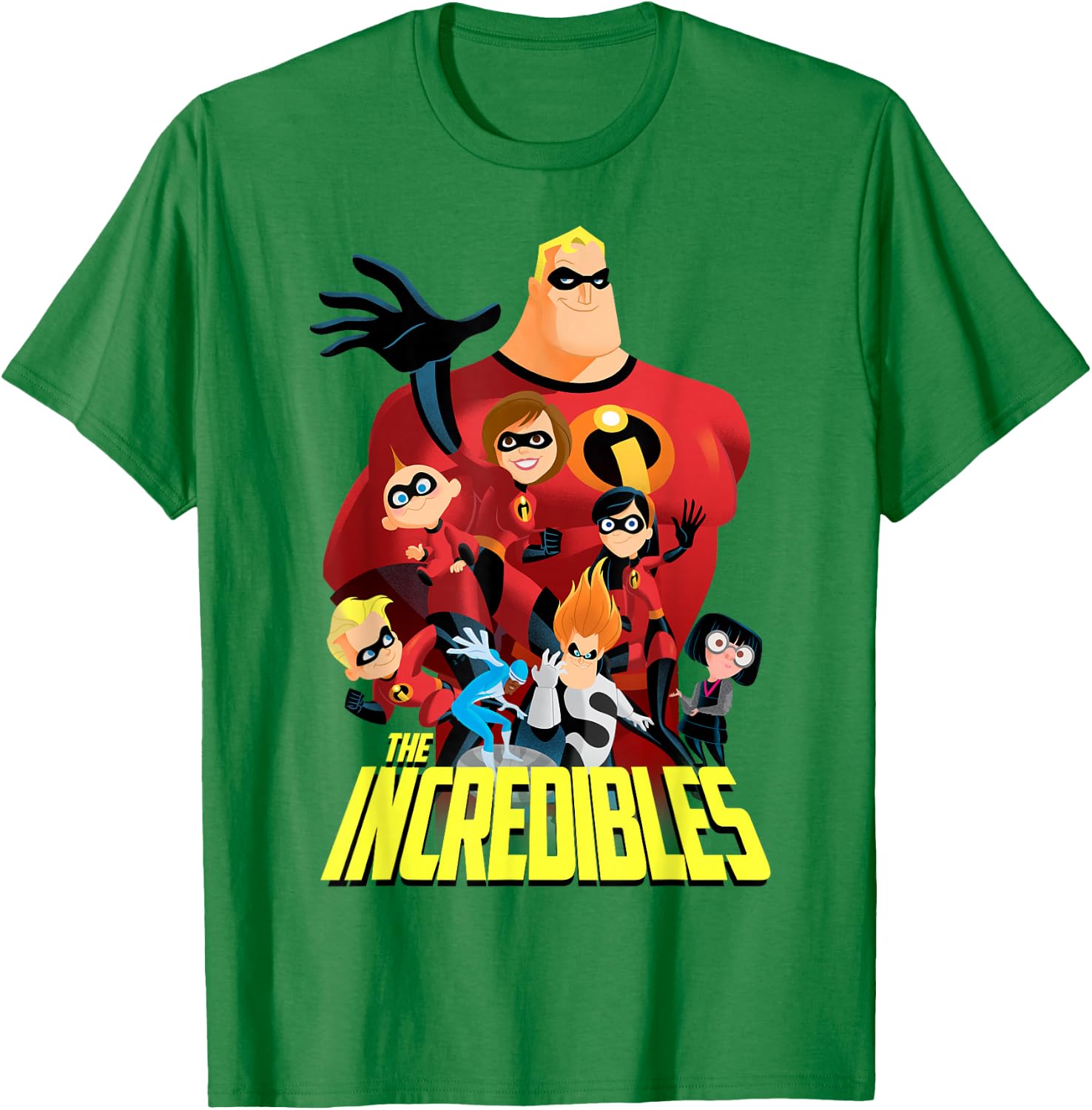 Disney Pixar The Incredibles Bold Movie Logo Group Shot T-Shirt - T-Shirt | Irish Green