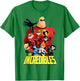 Disney Pixar The Incredibles Bold Movie Logo Group Shot T-Shirt - T-Shirt | Irish Green