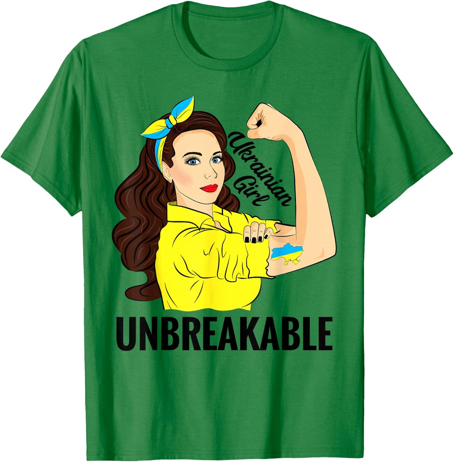Ukrainian Women Girl Unbreakable Ukraine Flag T-Shirt - T-Shirt | Irish Green