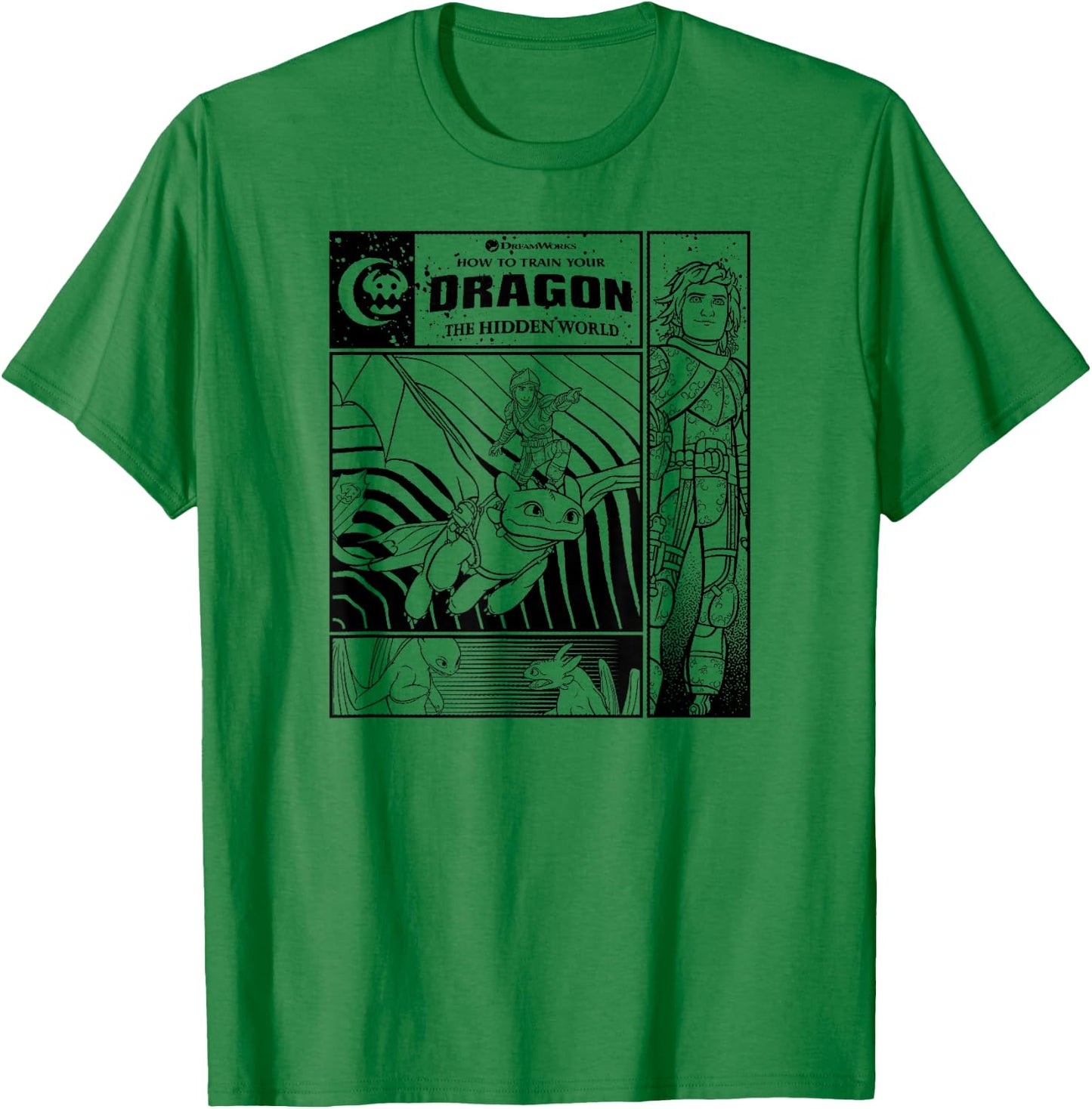 How to Train Your Dragon 3 Four Panel T-Shirt - T-Shirt | Irish Green