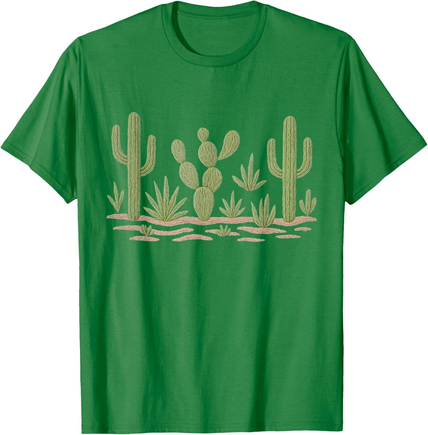 Vintage Desert Cactus Landscape Southwest Rustic Art T-Shirt - T-Shirt | Irish Green