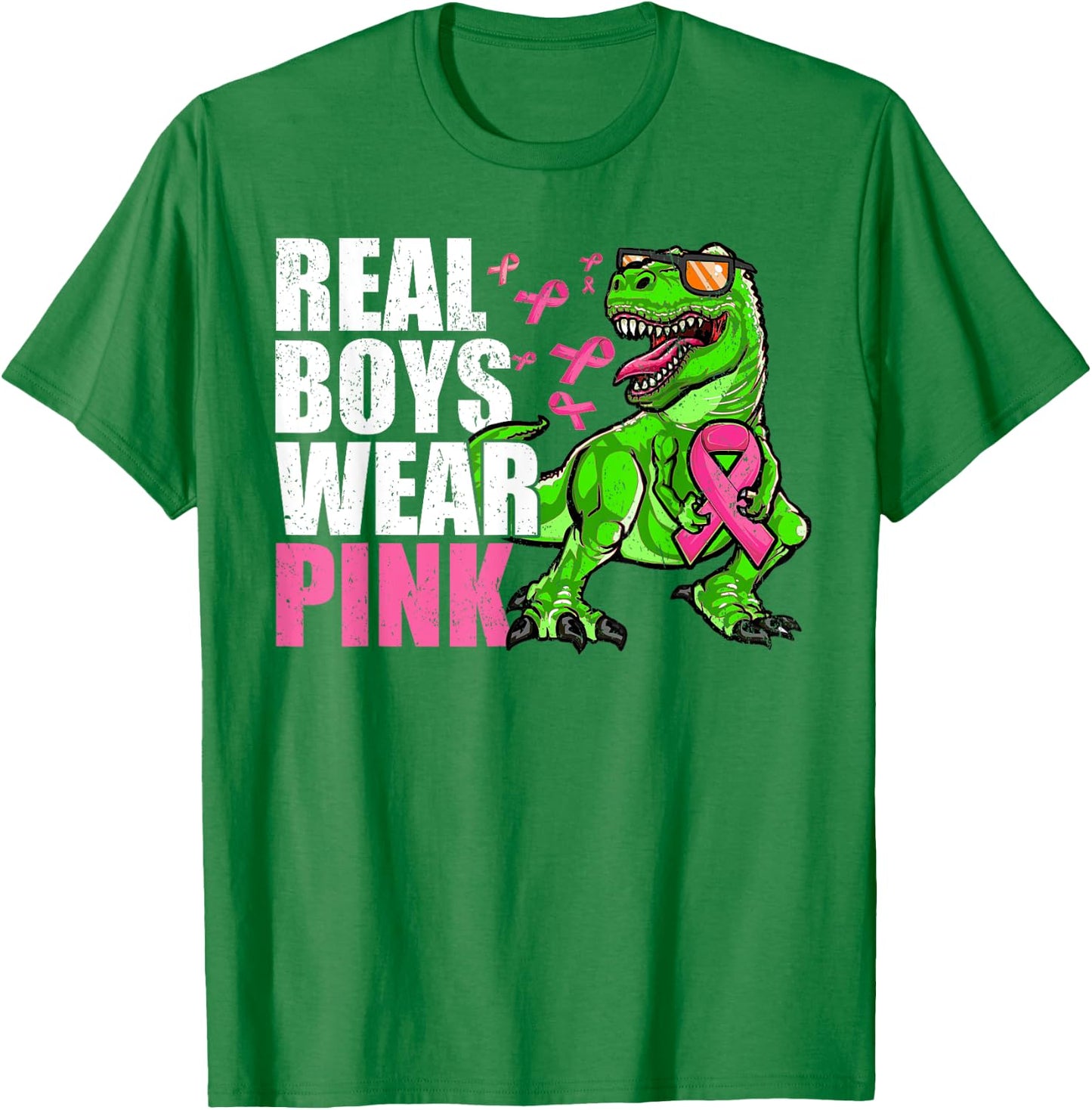 Breast Cancer Youths Toddlers, T Rex Breast Cancer Boys Kids T-Shirt - T-Shirt | Irish Green