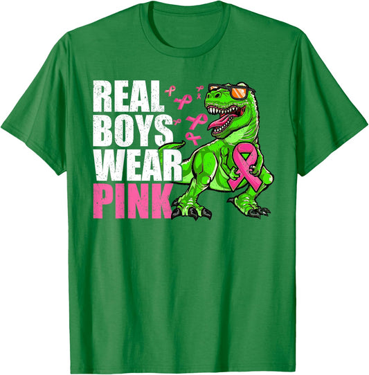 Breast Cancer Youths Toddlers, T Rex Breast Cancer Boys Kids T-Shirt - T-Shirt | Irish Green
