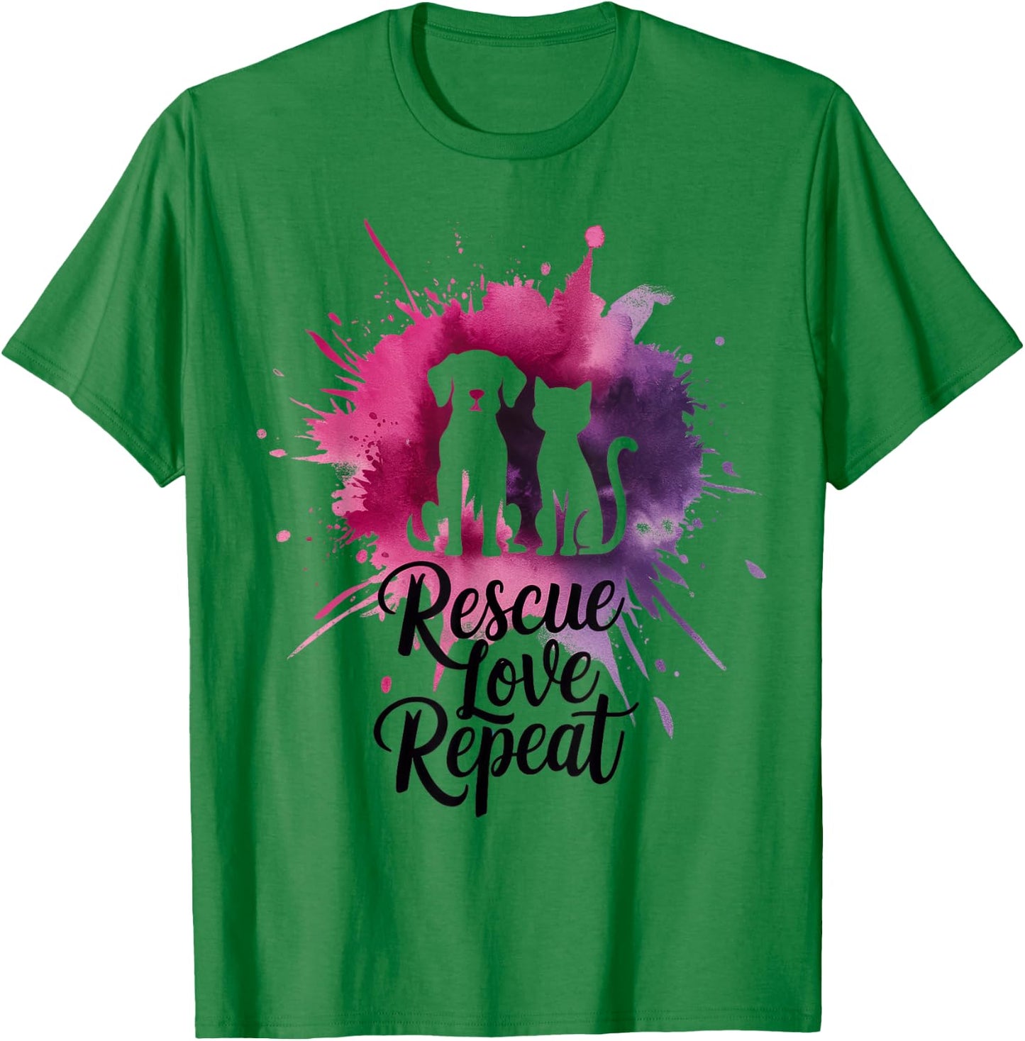 Rescue Love Repeat T-Shirt - T-Shirt | Irish Green