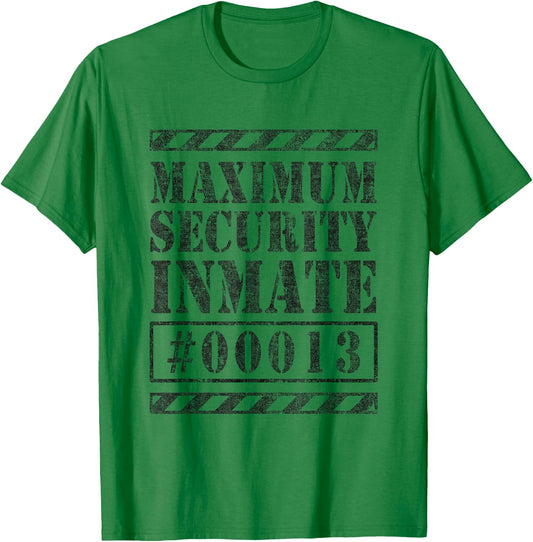 Escaped Maximum Security Inmate Convict Costume Shirt #13 T-Shirt - T-Shirt | Irish Green