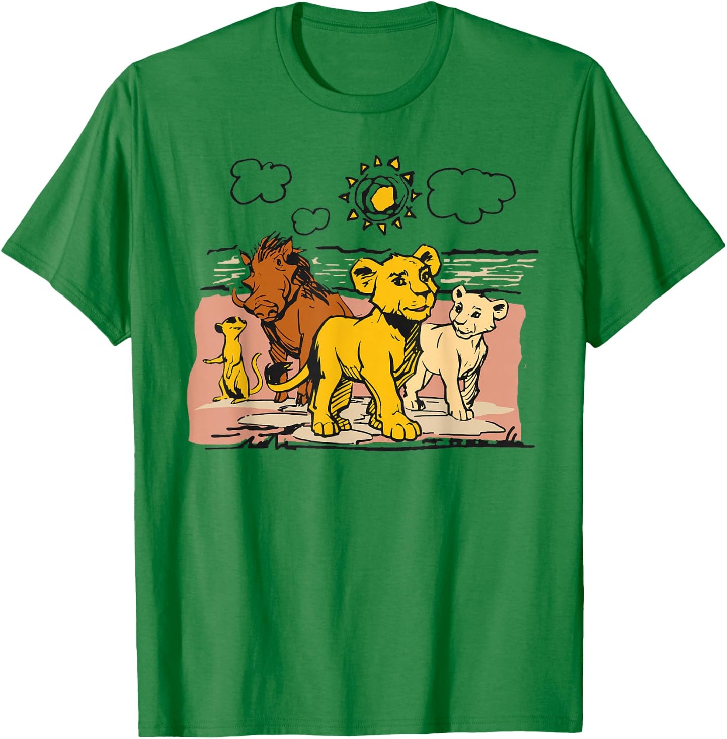 Disney The Lion King Live Action Sketched Group Portrait T-Shirt - T-Shirt | Irish Green