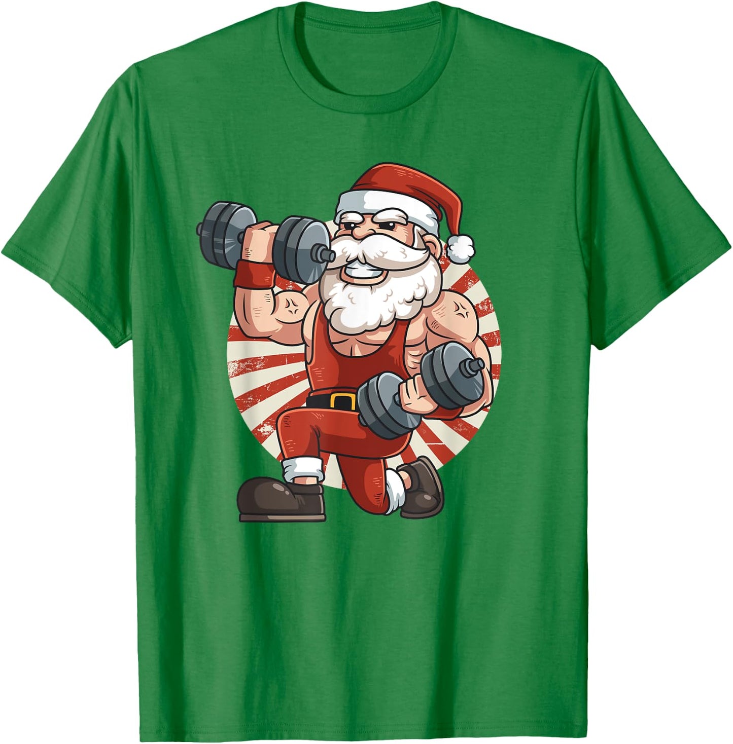 Santa Claus Weightlifting Gym Fitness Training Christmas T-Shirt - T-Shirt | Irish Green