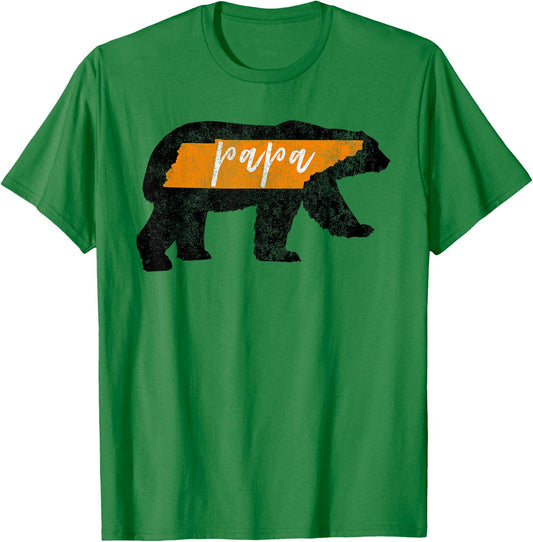 Papa Bear Tennessee State Flag Vintage Dad Shirt T-Shirt - T-Shirt | Irish Green
