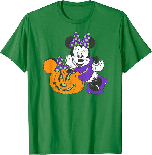 Disney Minnie Mouse Pumpkin Halloween T-Shirt - T-Shirt | Irish Green