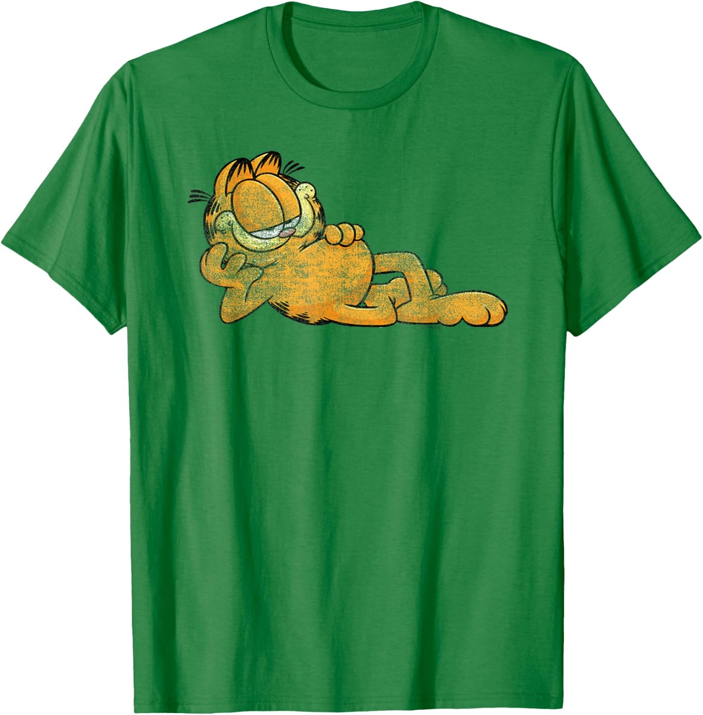 Garfield Happy Lounging Cartoon Cat T-Shirt - T-Shirt | Irish Green