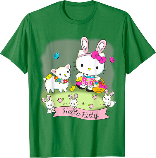 Hello Kitty and Friends Easter Scene Shirt T-Shirt - T-Shirt | Irish Green