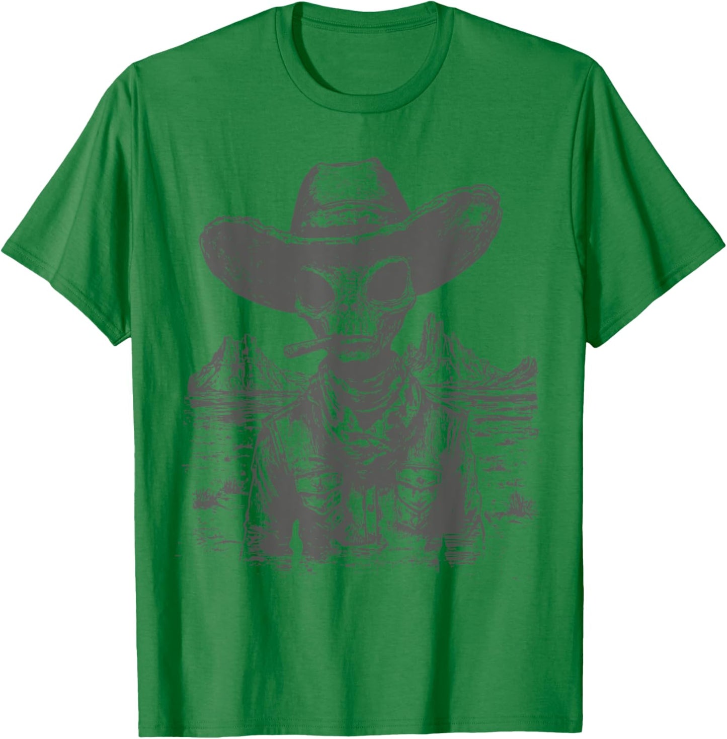 Vintage Cowboy Alien Western Shirt - Cowboy Alien T-Shirt - T-Shirt | Irish Green