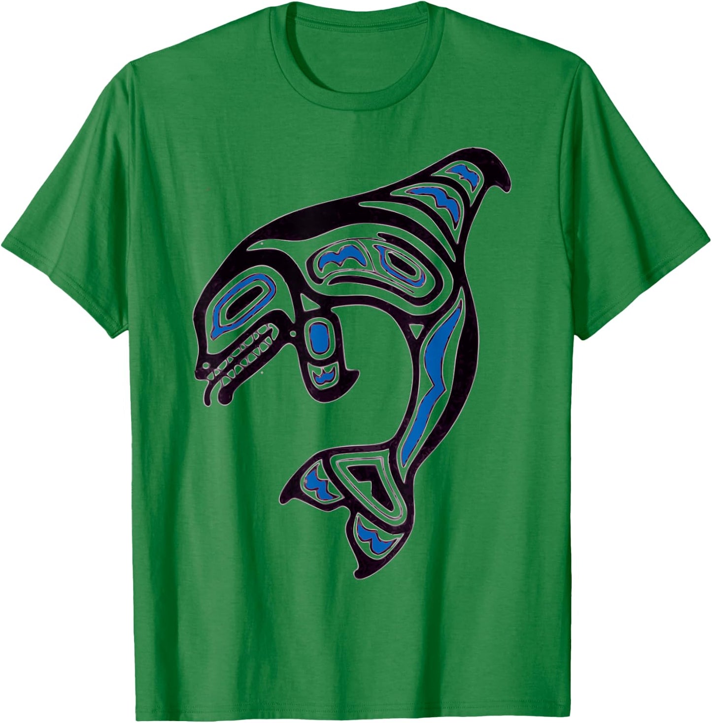 Pacific NW Orca Whale Native American Indian Art T-Shirt - T-Shirt | Irish Green