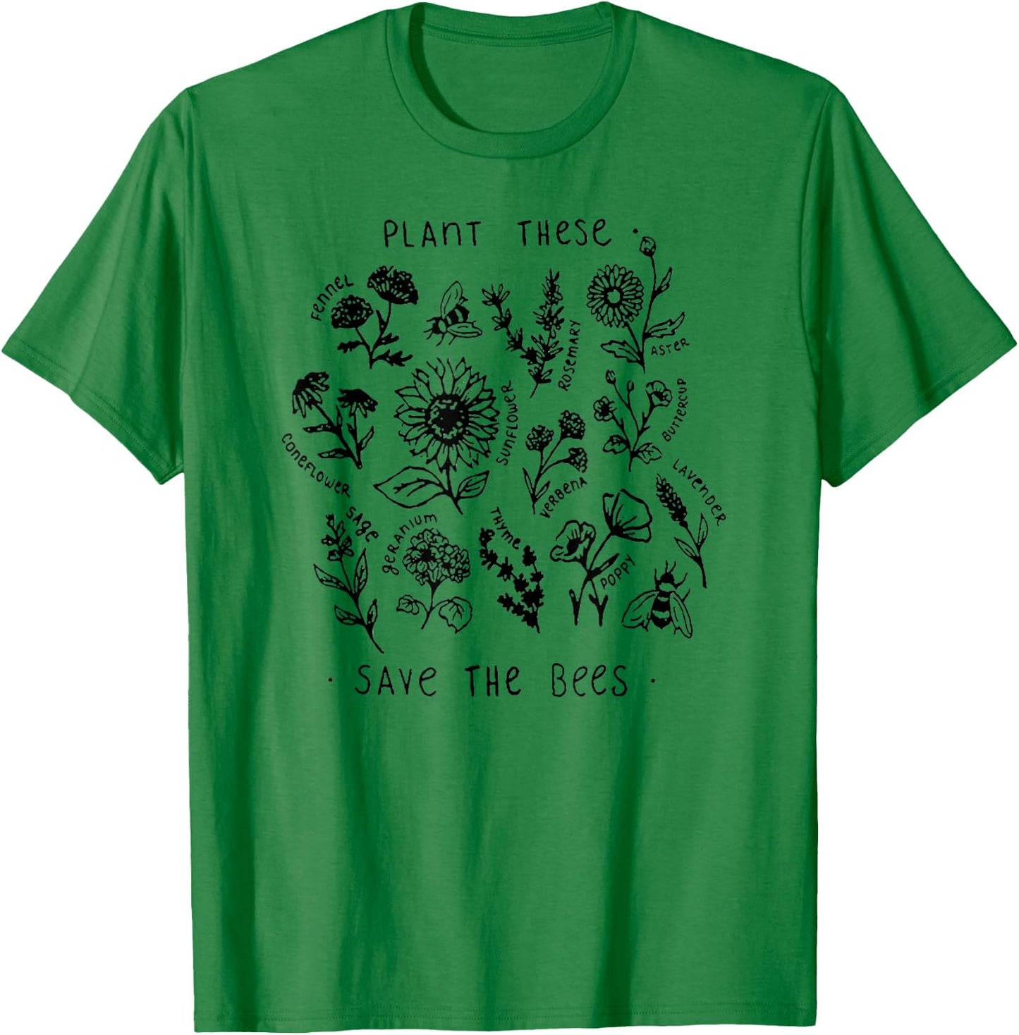 Plant These Save The Bees Shirt Flowers T-Shirt - T-Shirt | Irish Green