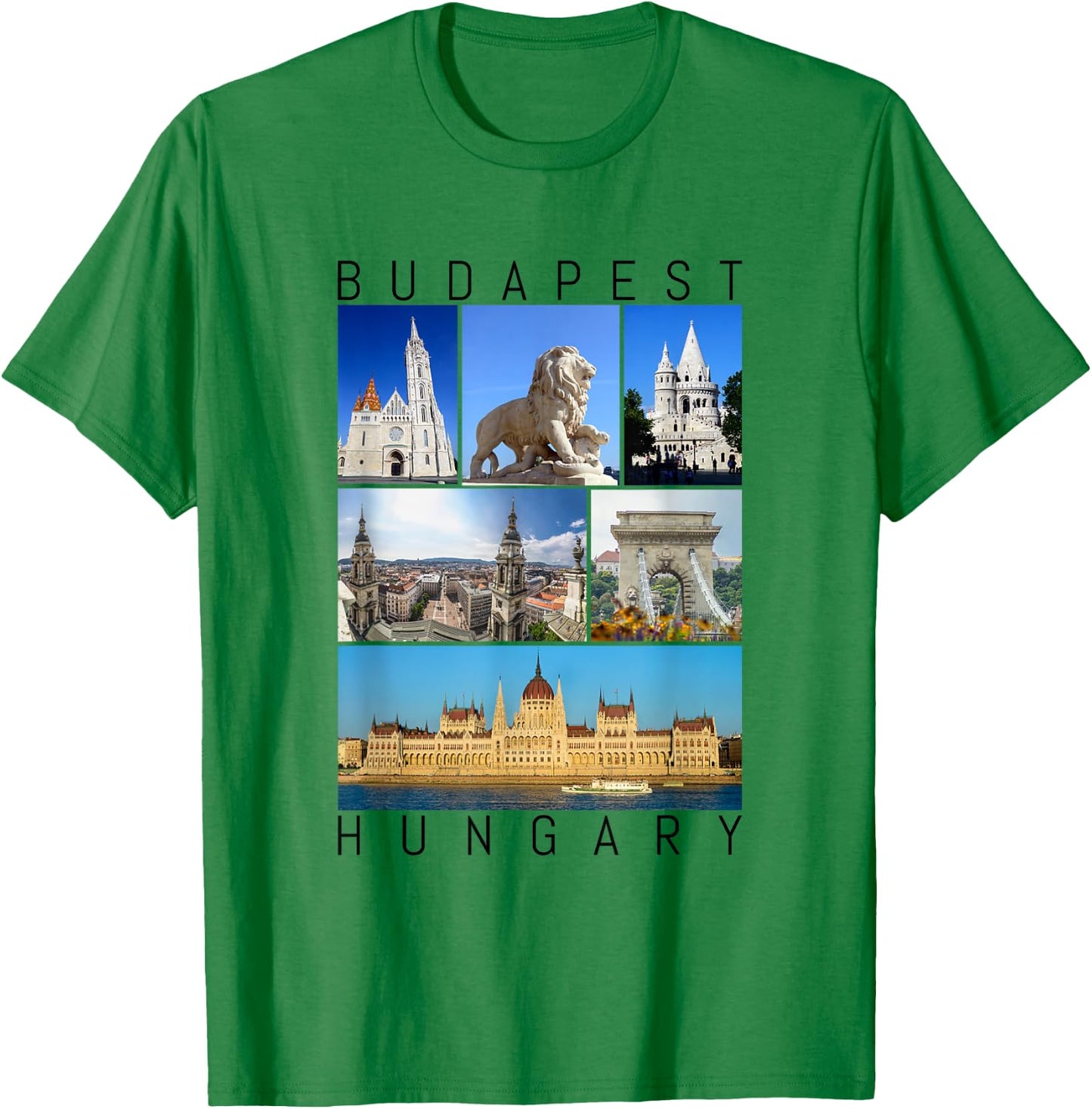 Budapest Hungary famous sights gallery Souvenir T-Shirt - T-Shirt | Irish Green