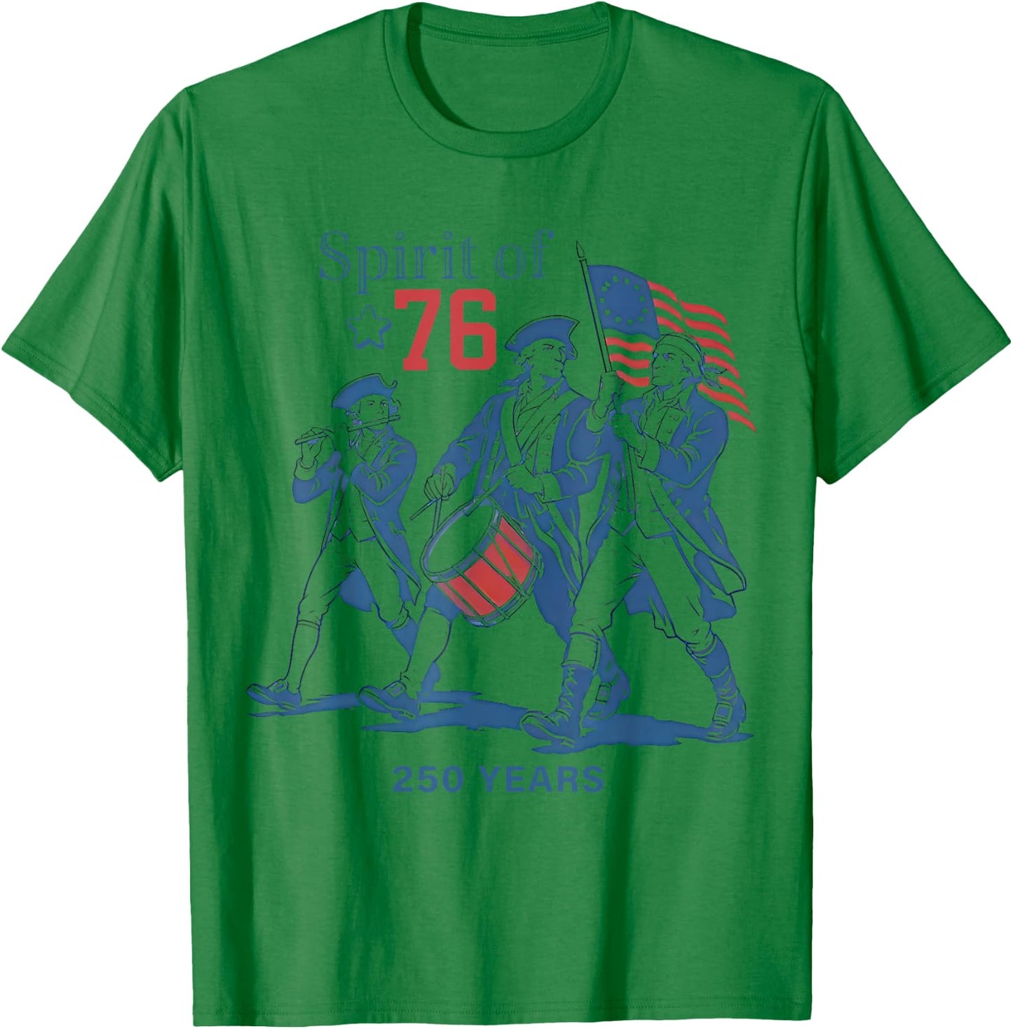 Spirit of 76 Vintage 4th of July Patriotic 250 Years US Flag T-Shirt - T-Shirt | Irish Green