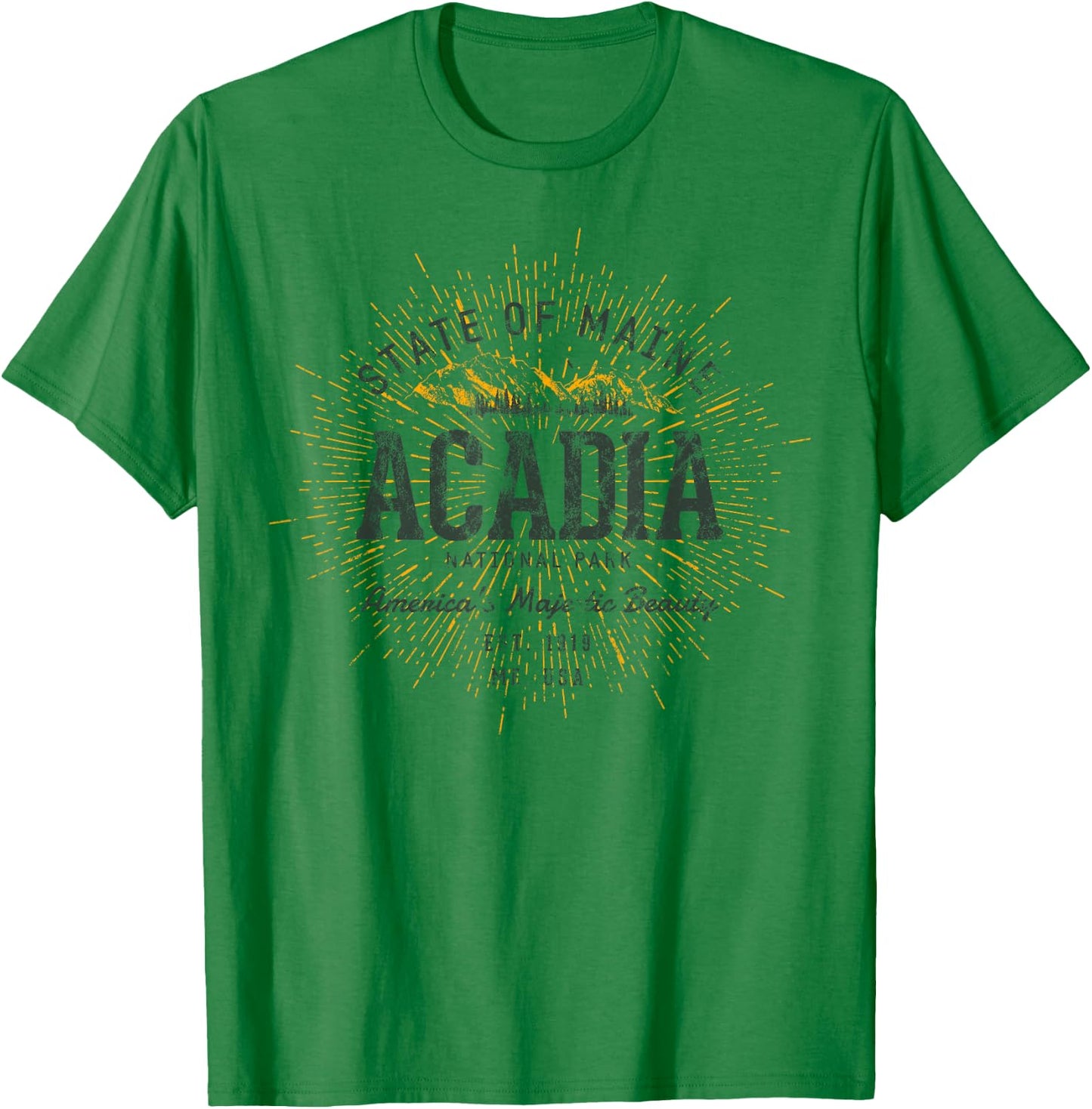 Retro Style Vintage Acadia National Park T-Shirt - T-Shirt | Irish Green