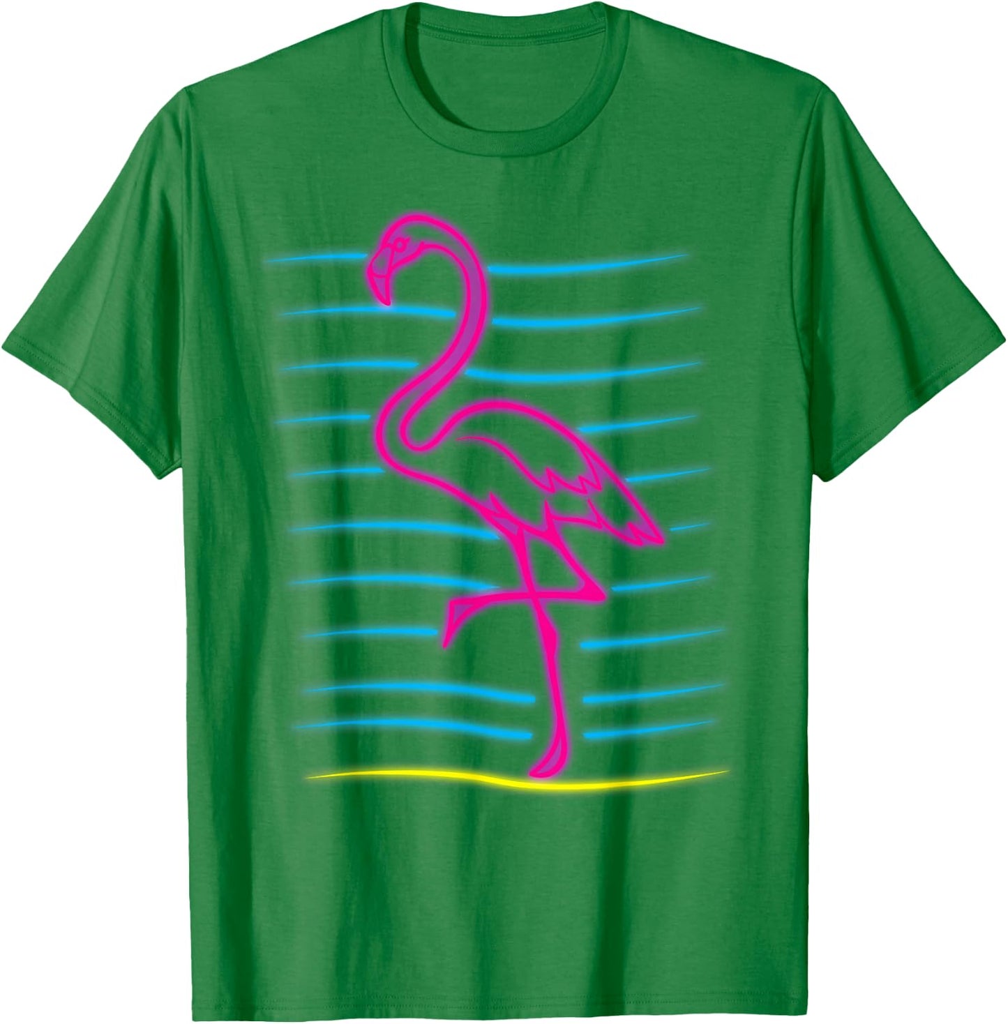 80's Retro Pink Flamingo Bird Shirt | Bird Lover Gift T-Shirt - T-Shirt | Irish Green