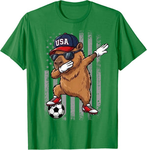 Capybara Dabbing Funny Soccer Boys Girls Kids Men & Women T-Shirt - T-Shirt | Irish Green