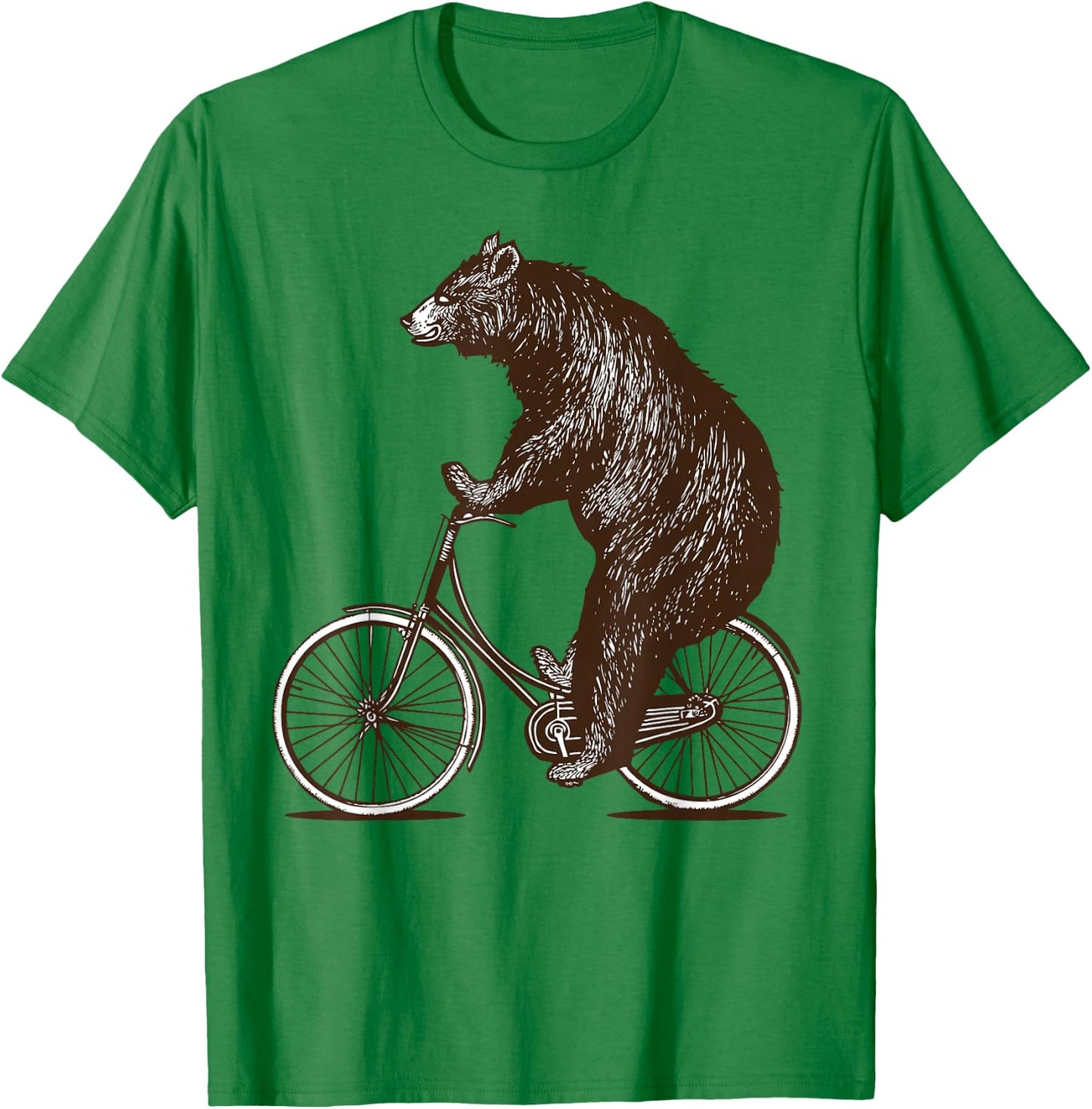 Bear on Bike Cute Grizzly Bicycling T-Shirt - T-Shirt | Irish Green