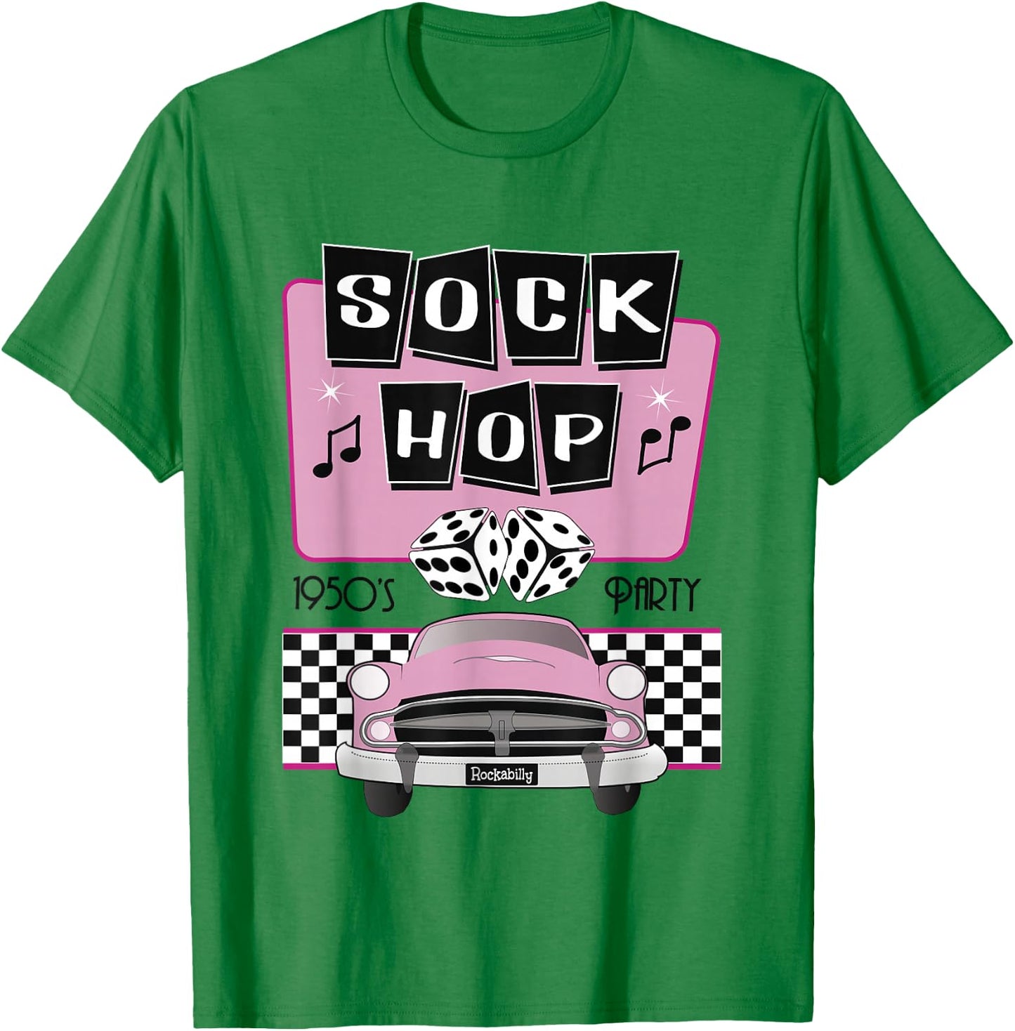 50s Sock Hop Dance Retro 1950s Party Doo Wop Rockabilly Pink T-Shirt - T-Shirt | Irish Green