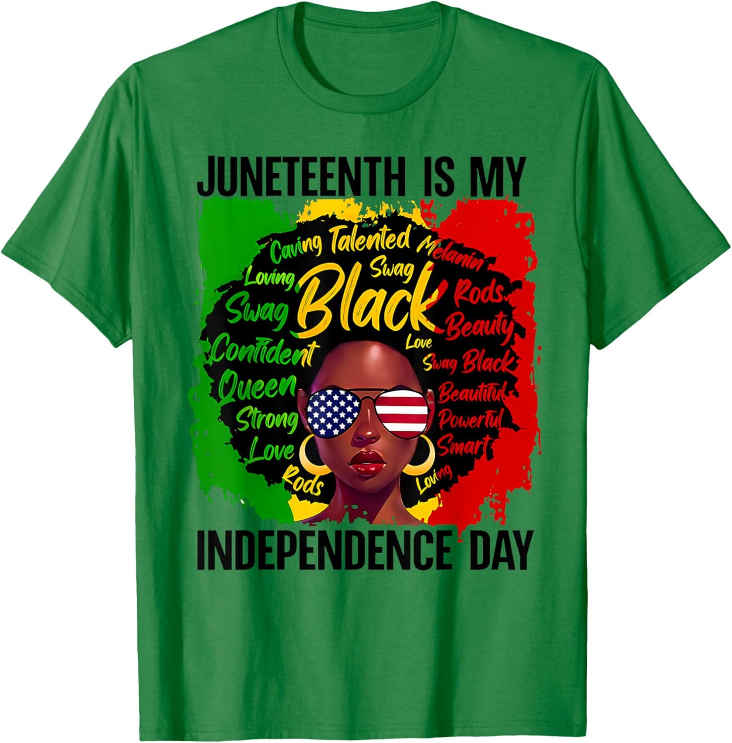 Juneteenth 1865 Freedom Day Black Women Girl African Afro T-Shirt - T-Shirt | Irish Green