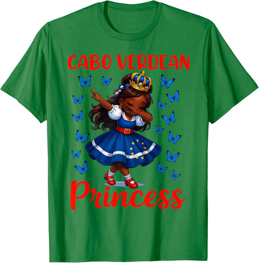 Cabo Verdean Princess Dabbing Girl Cabo Verde Pride Girls T-Shirt - T-Shirt | Irish Green