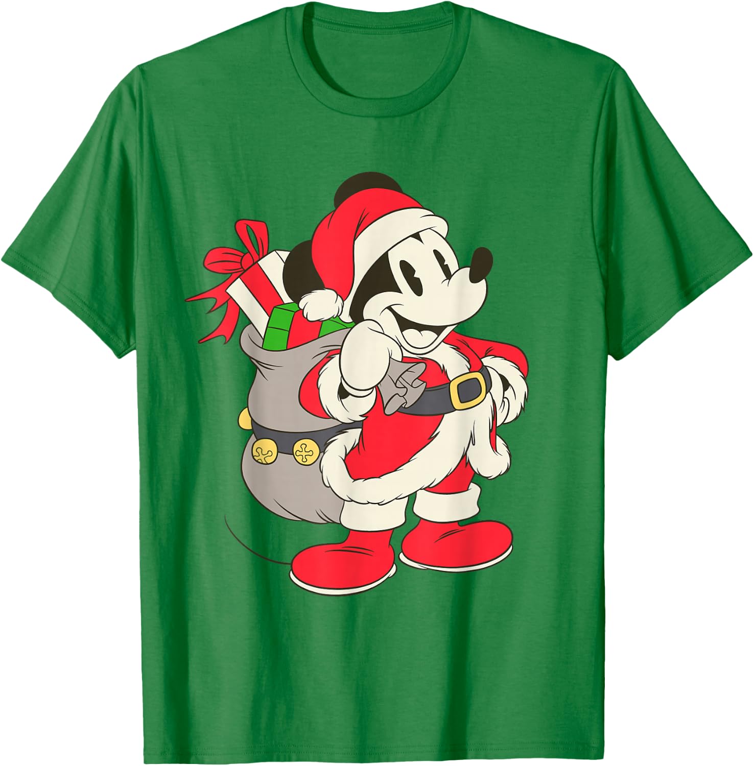 Disney Vintage Santa Mickey Mouse T-Shirt - T-Shirt | Irish Green