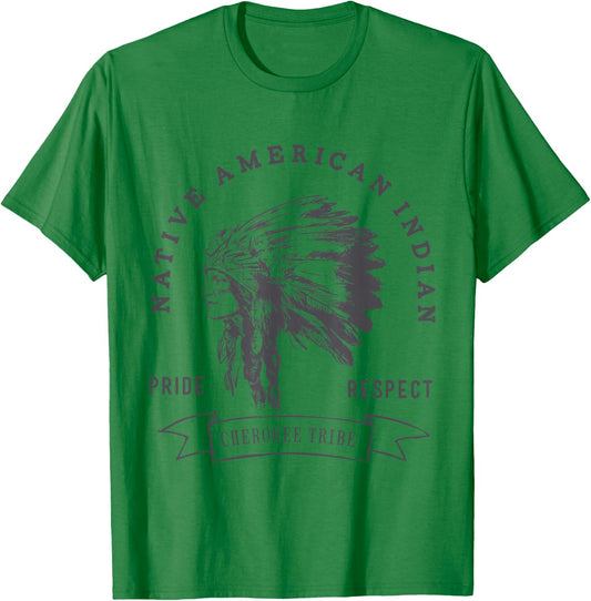 Cherokee Tribe Native American Indian Pride Respect Print T-Shirt - T-Shirt | Irish Green