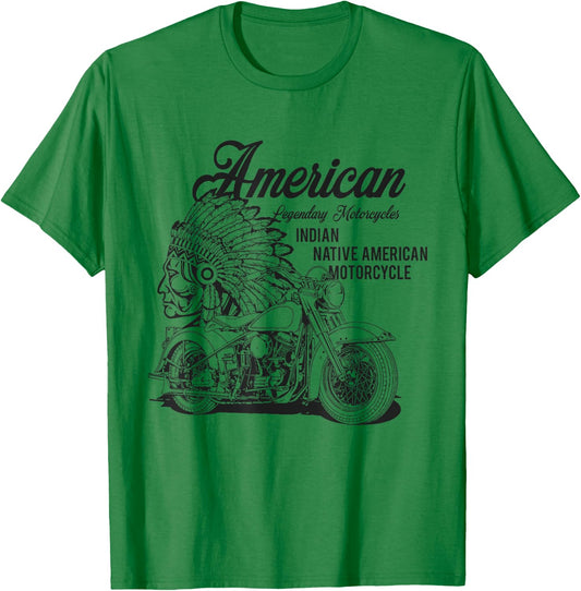 Indian Native American Motorcycle Bikers Gift T-Shirt - T-Shirt | Irish Green