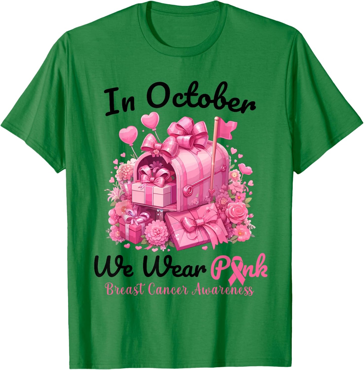 Breast Cancer Postal Worker In October We Wear Pink T-Shirt - T-Shirt | Irish Green