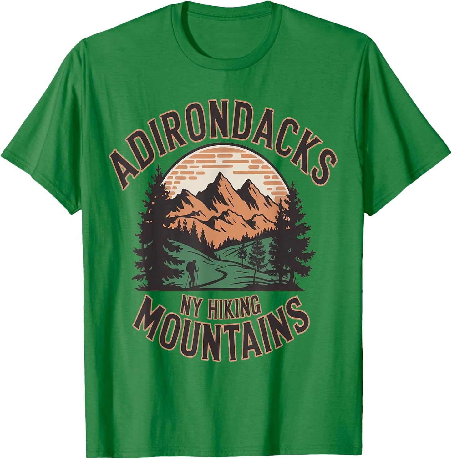 Adirondacks NY Hiking Mountains Nature Lovers Design T-Shirt - T-Shirt | Irish Green