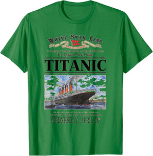 Titanic Vintage Ship Atlantic Ocean Voyage Retro Poster T-Shirt - T-Shirt | Irish Green
