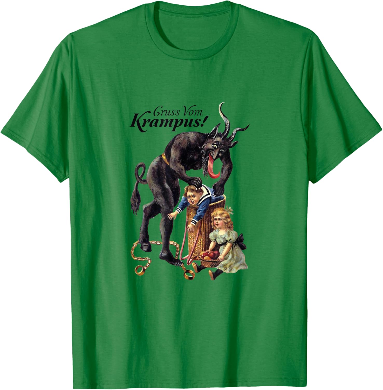 Gruss Vom Krampus! | Germanic Christmas Demon T-Shirt - T-Shirt | Irish Green