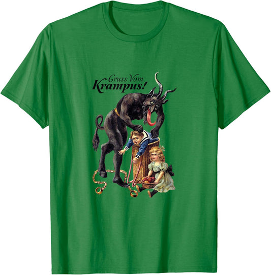 Gruss Vom Krampus! | Germanic Christmas Demon T-Shirt - T-Shirt | Irish Green
