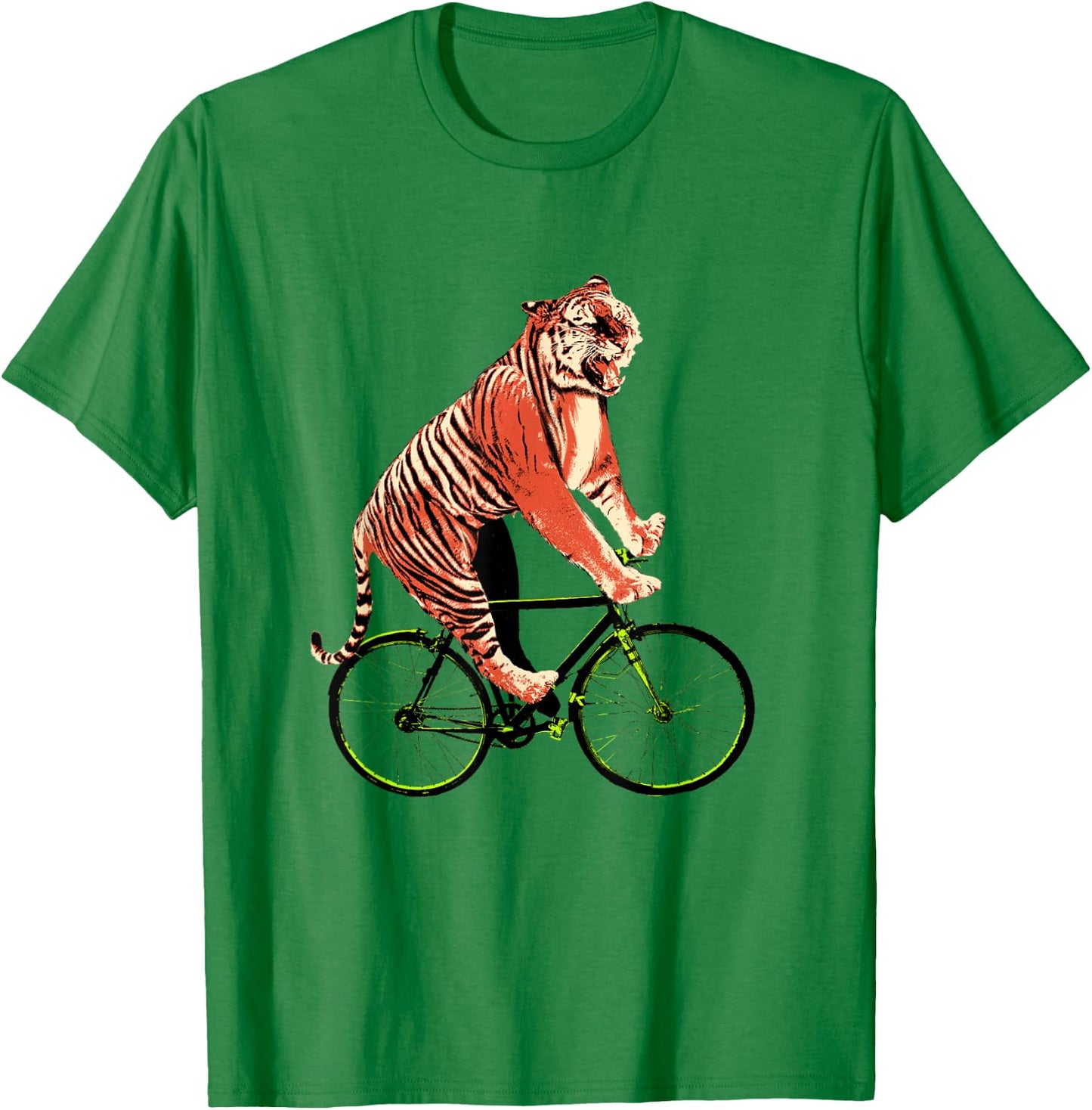 Tiger Riding Bicycle - Funny Tiger Gift a Cyclist T-Shirt - T-Shirt | Irish Green