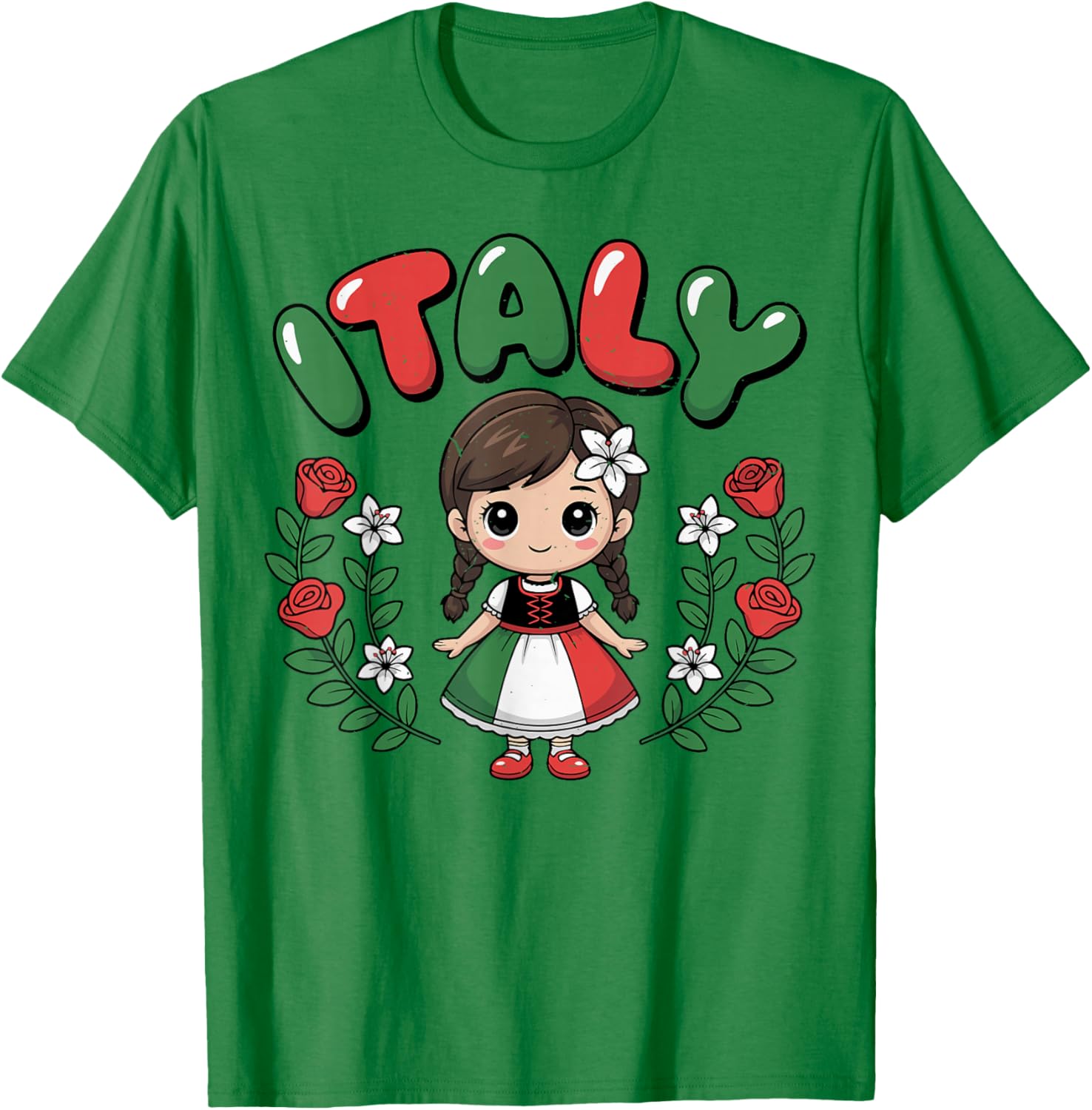 Toddler Girl Italian Flag Cute Italy Italia Kids Baby Women T-Shirt - T-Shirt | Irish Green