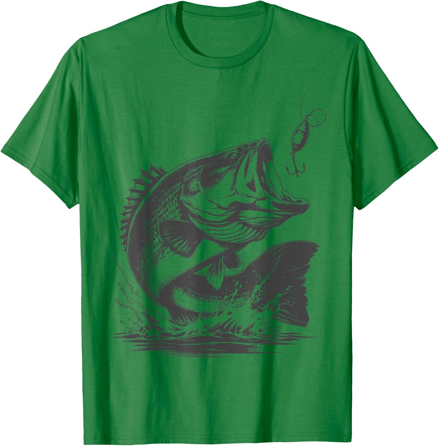 Vintage Bass Fishing Fishing Graphic Large Mouth Bass Fish T-Shirt - T-Shirt | Irish Green