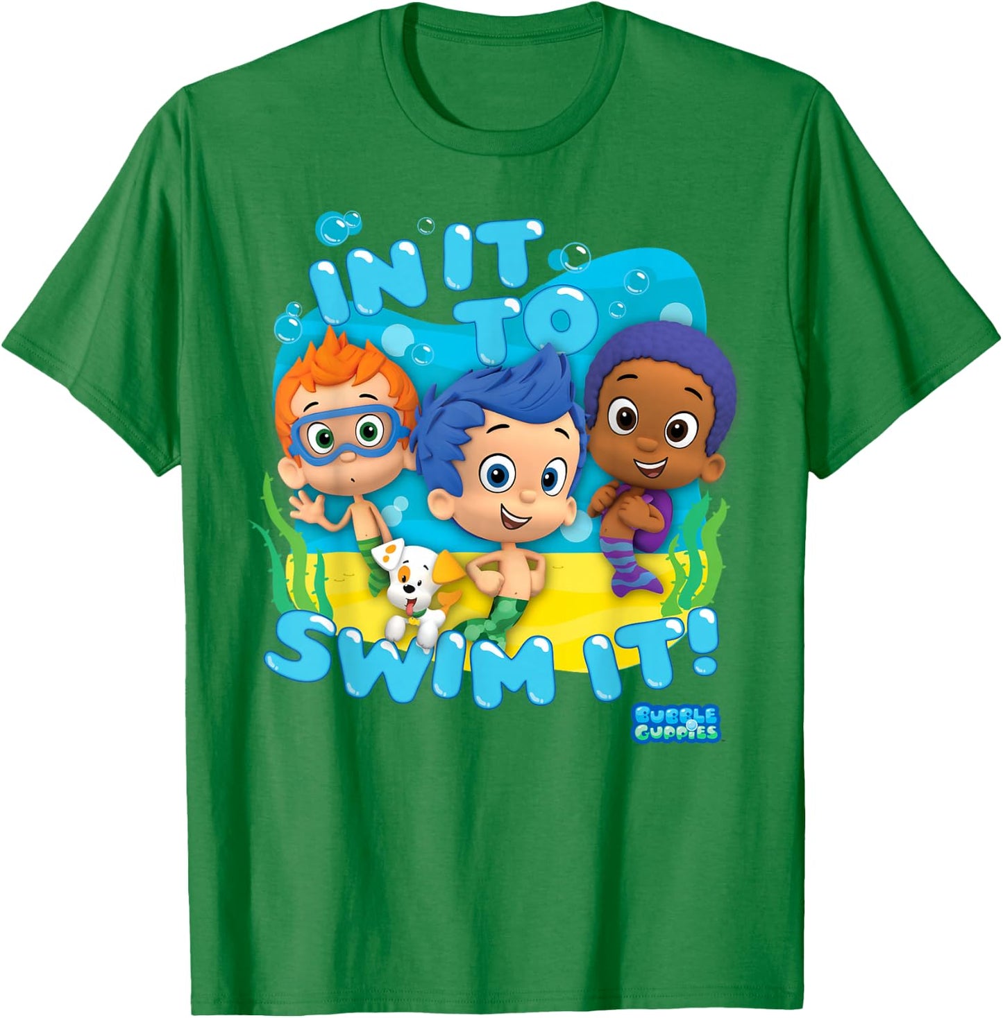 Bubble Guppies in It to Swim It Graphic T-Shirt - T-Shirt | Irish Green