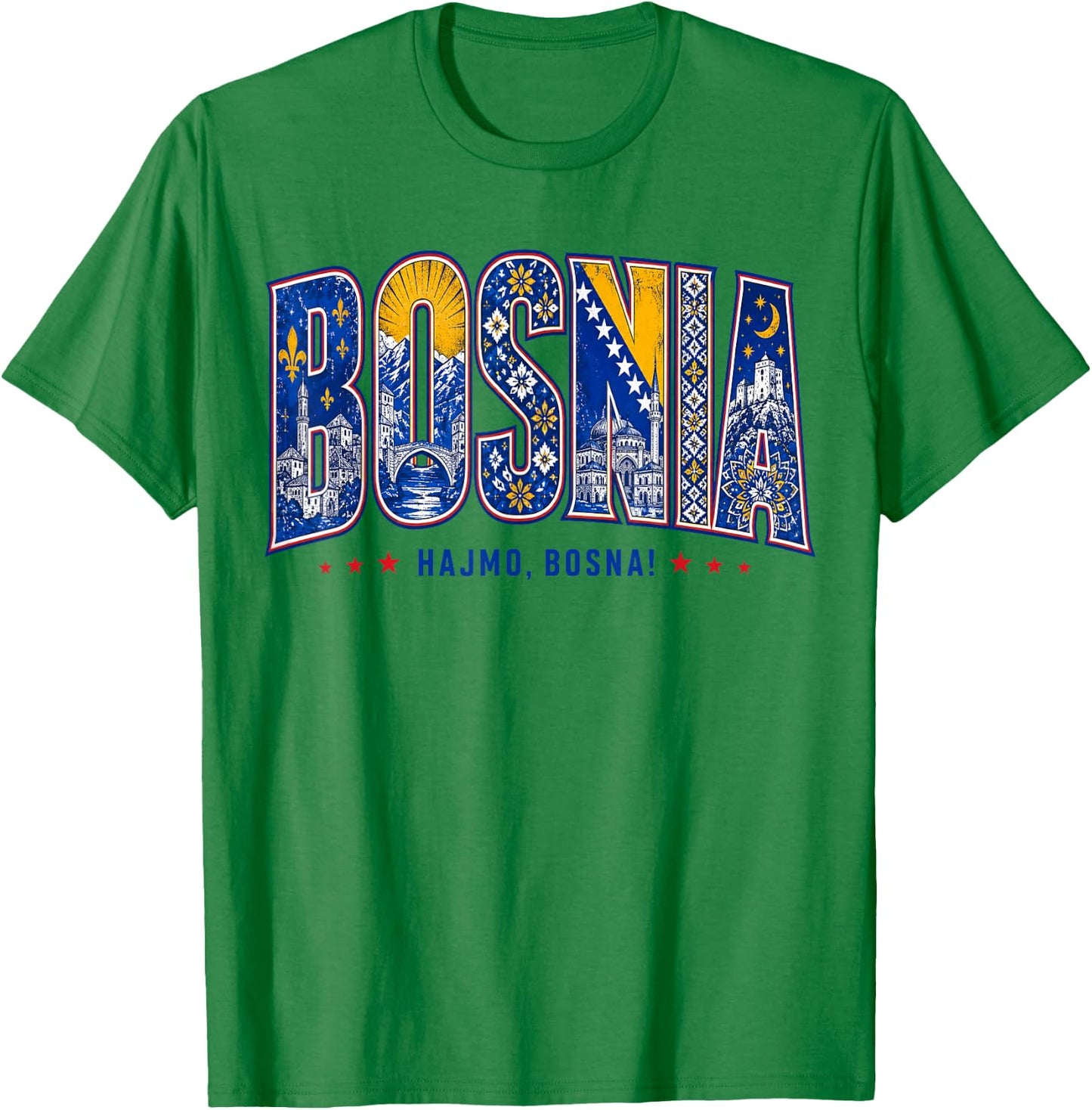 Bosnia Hajmo Bosna Pride Heritage Graphic T-Shirt - T-Shirt | Irish Green